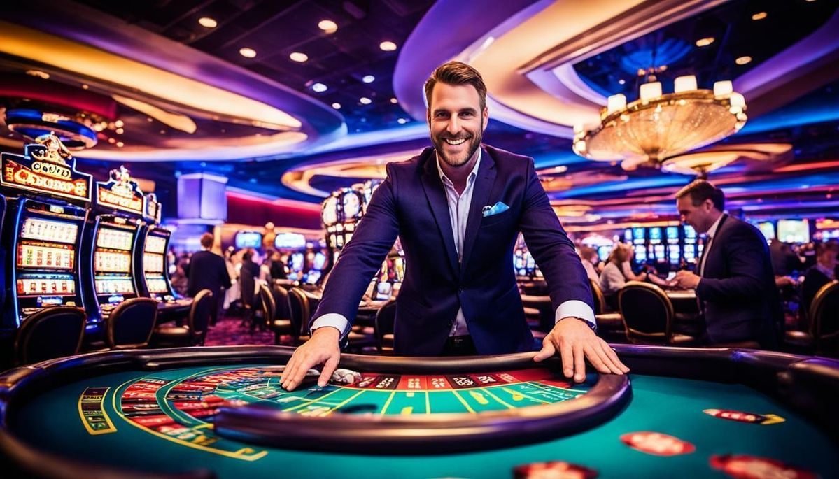 Dealer langsung cunjp Live Baccarat membagikan kartu di meja studio profesional